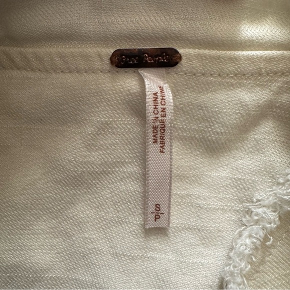 Free People Rae Femme Linen Jacket Ivory Raw Edge Size S - Picture 11 of 12